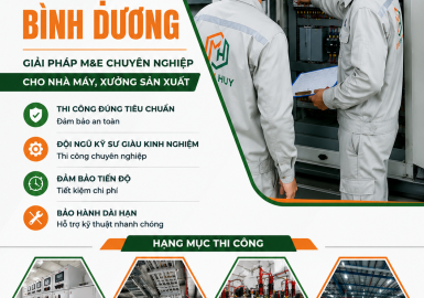 Thi Công Cơ Điện Bình Dương Uy Tín – Giải Pháp M&E Chuyên Nghiệp Cho Nhà Máy, Xưởng Sản Xuất
